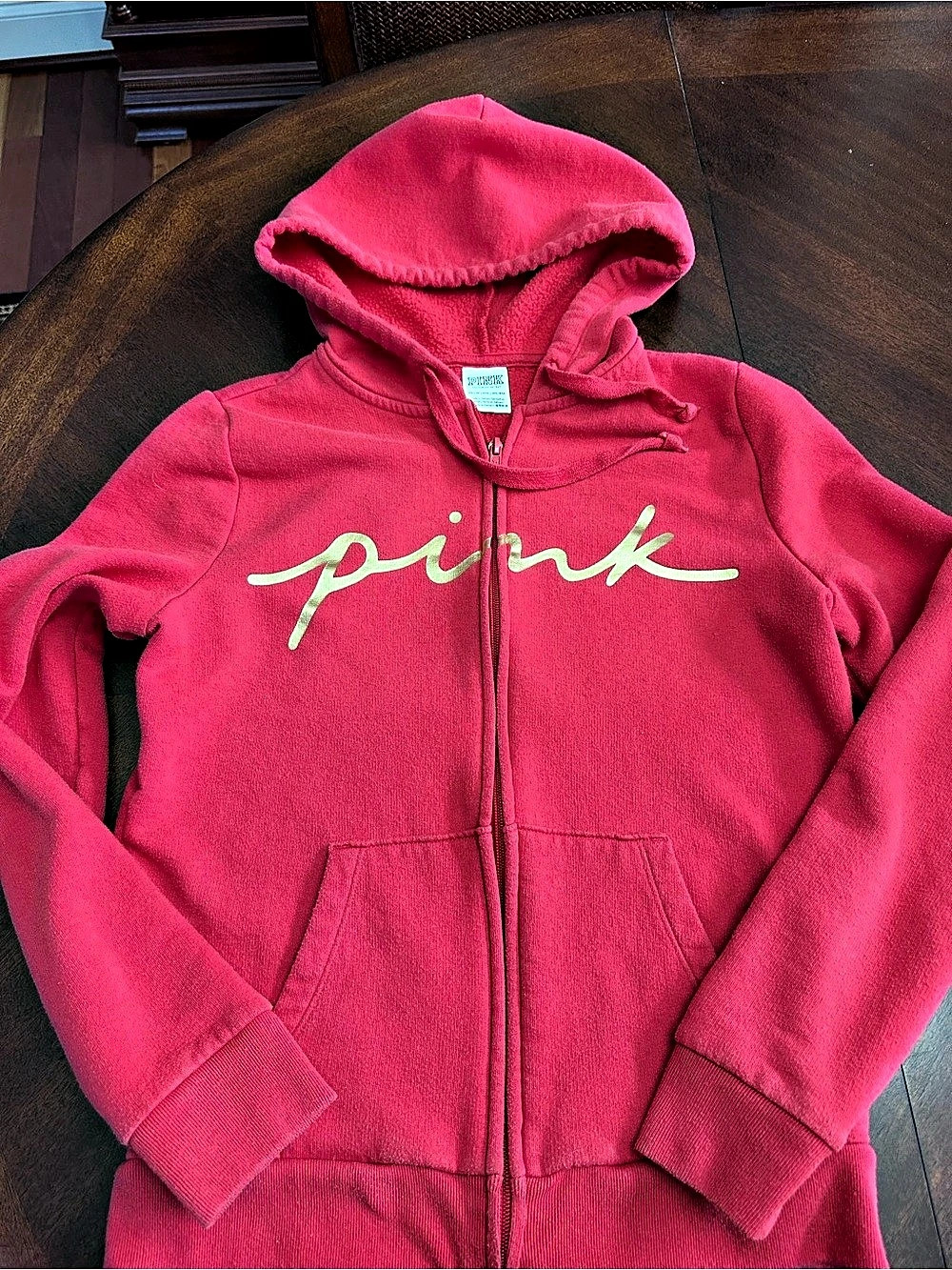 Victoria's Secret PINK Red Full Zip Hoodie Sweatshirt Jacket XS